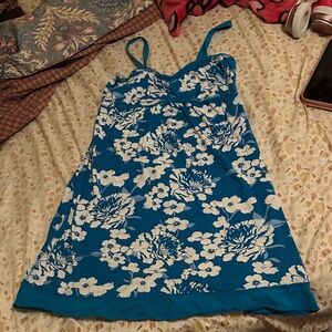 Vintage Blue and White Floral Mini Dress